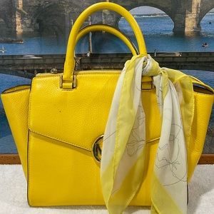 Yellow Handbag with Scarf